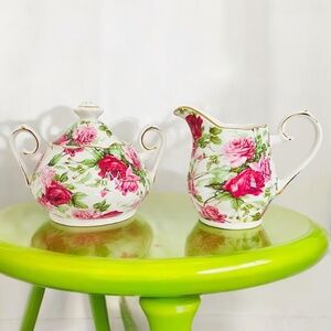 Gracie China “Rose Chintz” Sugar & Creamer Set